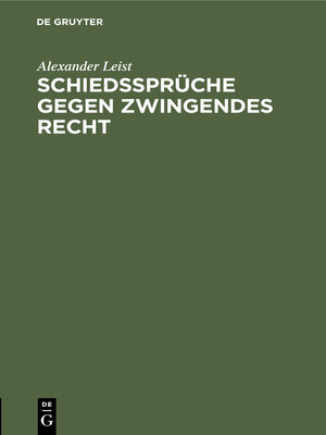 cover image of Schiedssprüche gegen zwingendes Recht